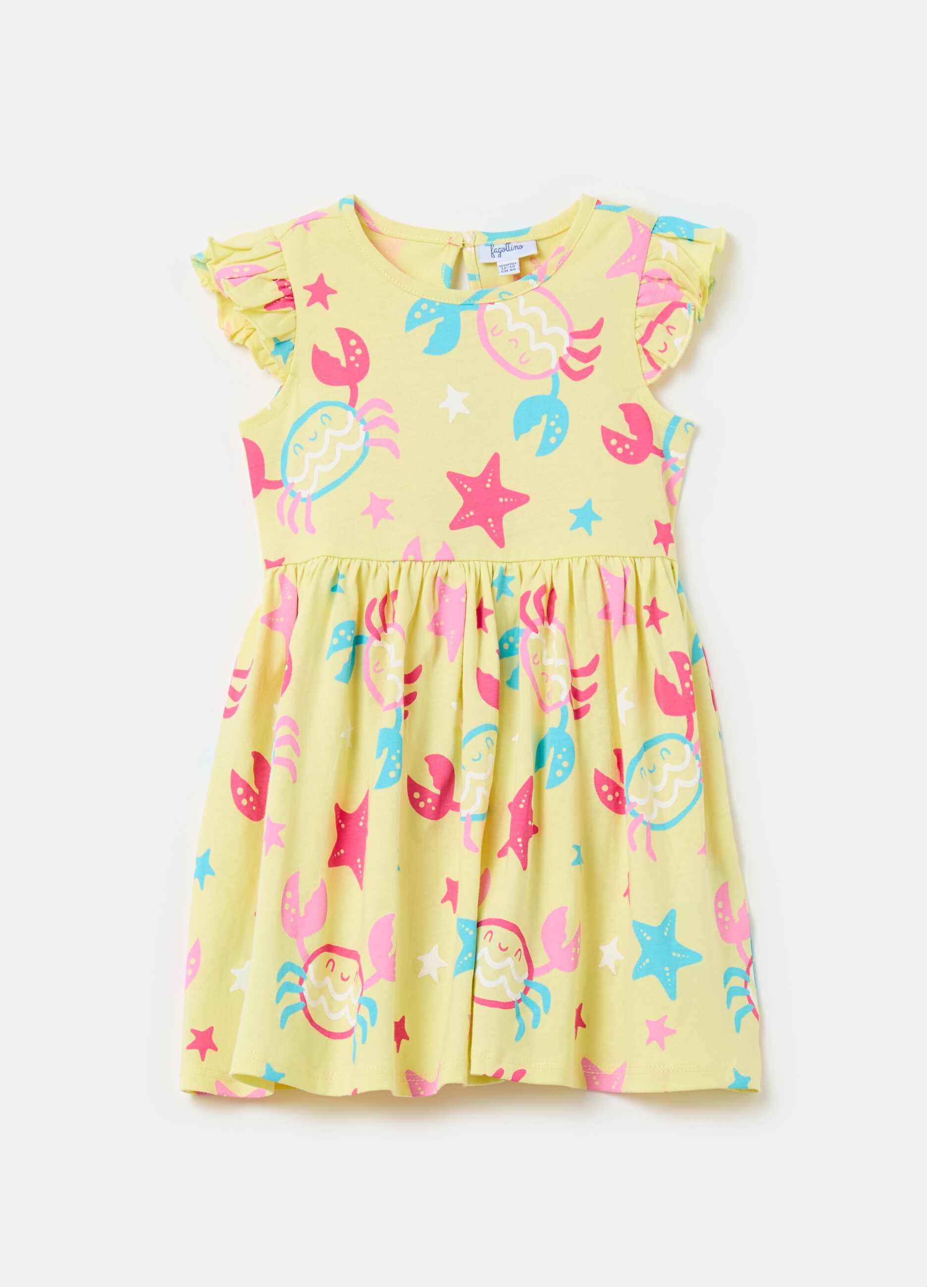 100% cotton jersey dress with small fish print