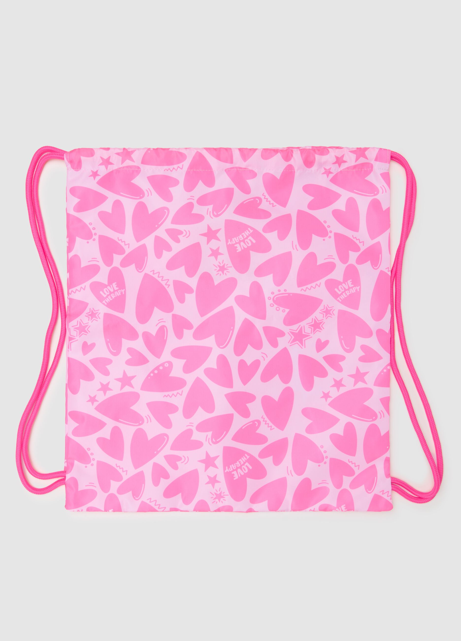 Girls' pink backpack with hearts