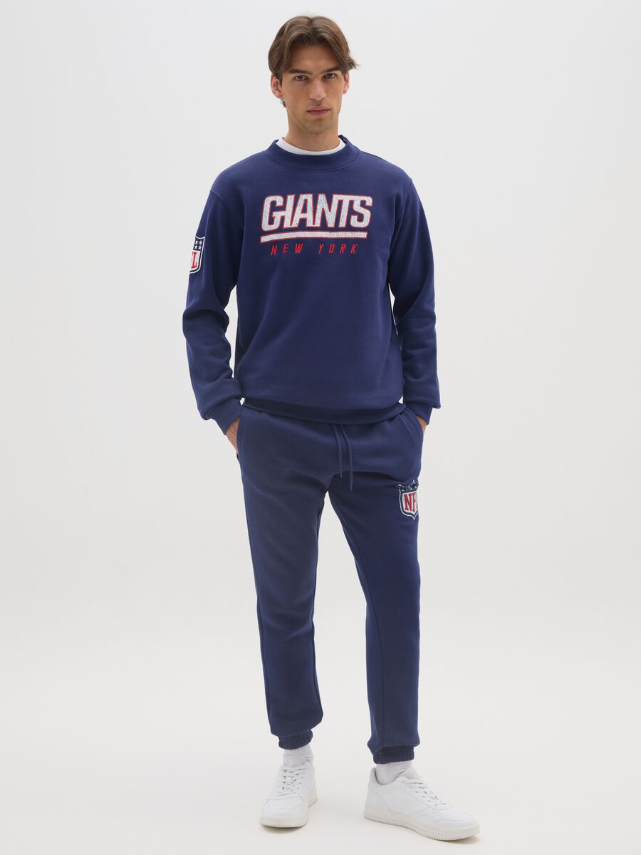 Blue cotton blend jogger trousers regular fit with NFL logo_0