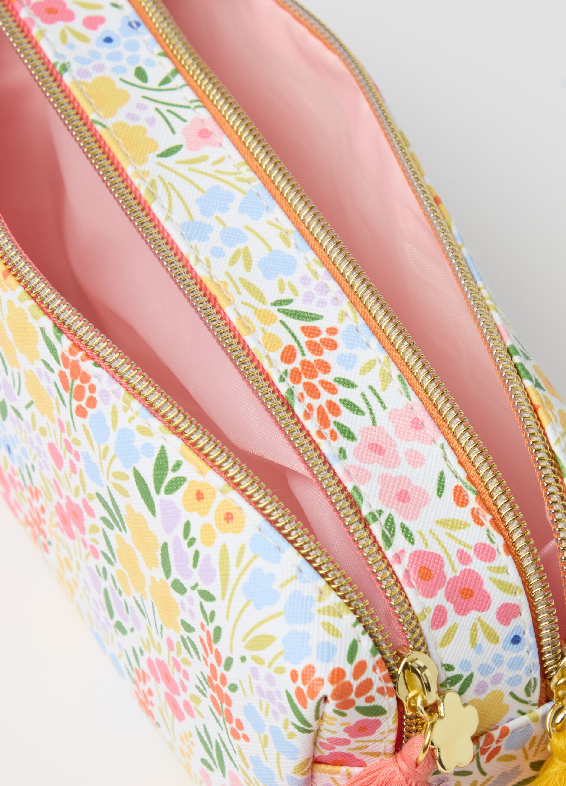 Astuccio floreale con doppia zip