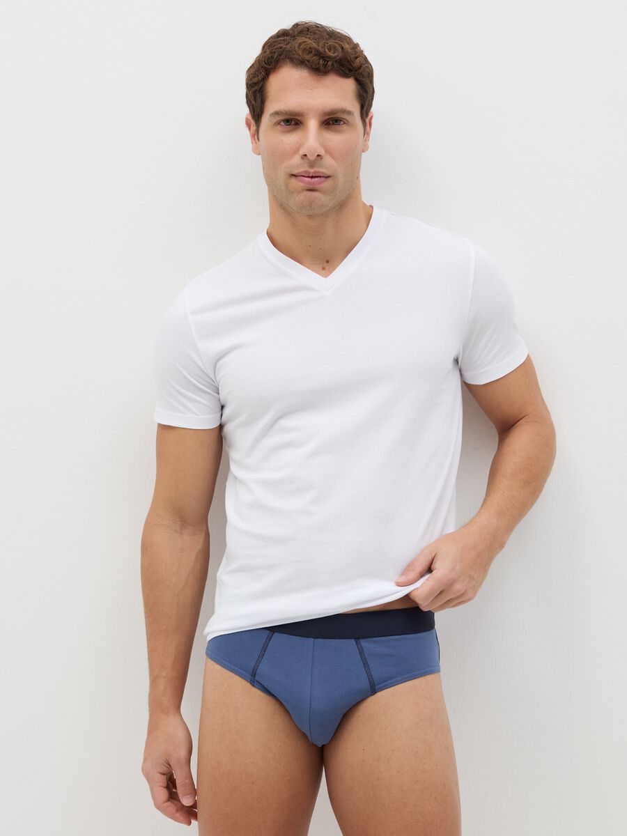 Three-pair pack briefs in stretch cotton with micro pattern_0