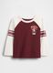 White and burgundy long-sleeve top for children_0