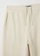 Beige pure cotton trousers with oversized fit_5