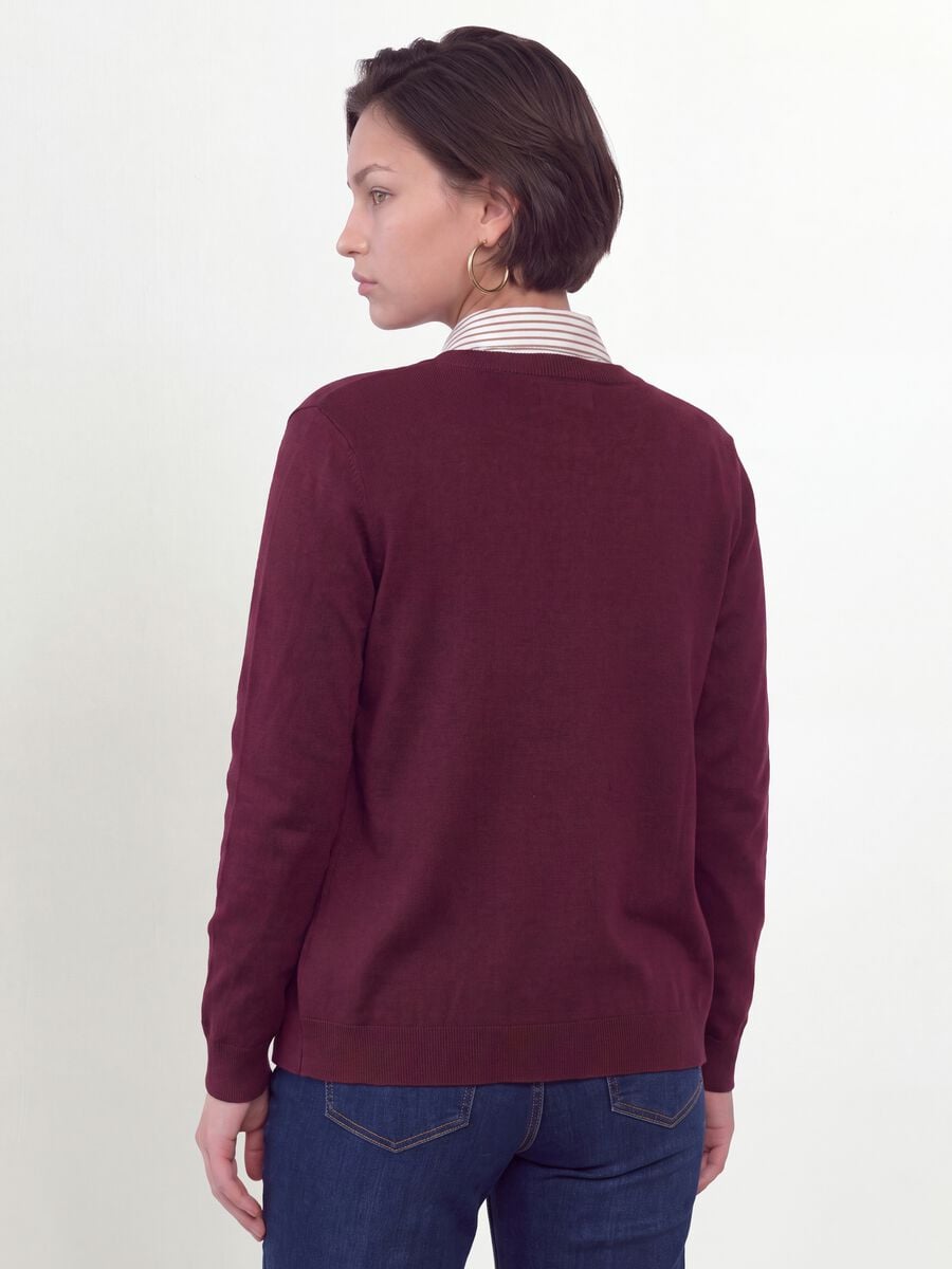 Cardigan rosso in misto viscosa con bottoni regular fit_3