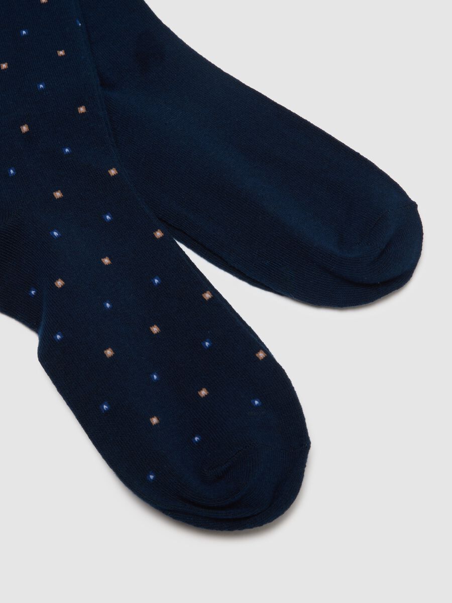 Blue stretch cotton long socks tripack_2