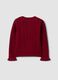 Cardigan rosso in puro cotone a maglia traforata per bimba_1