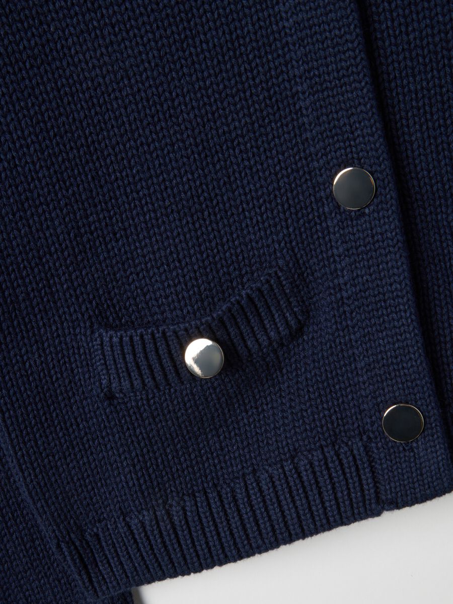 Regular fit blue cardigan in pure cotton with buttons_5