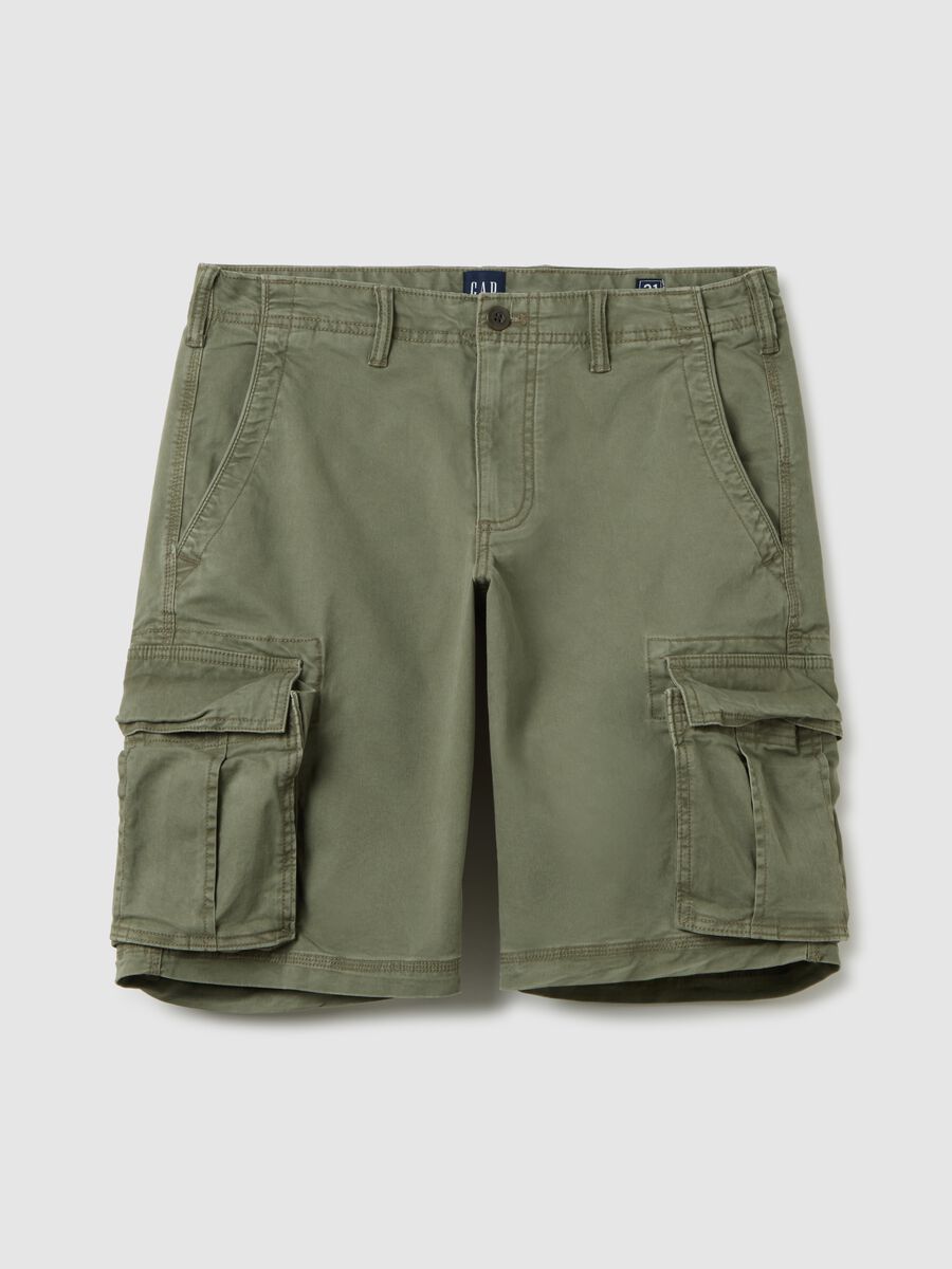 Bermuda cargo shorts in cotton and Lyocell_0