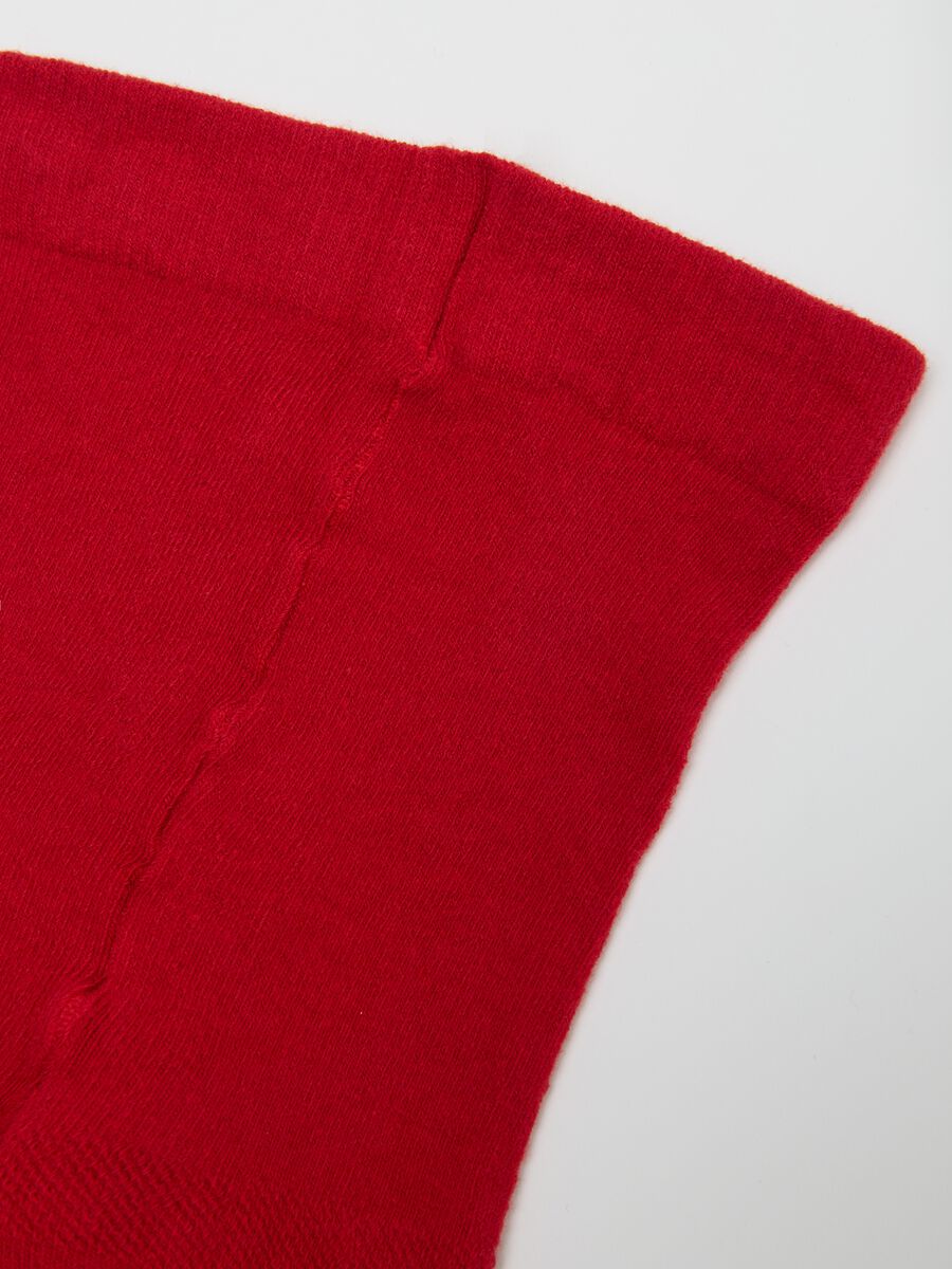 Collant da bambina in misto cotone rosso elasticizzato_2