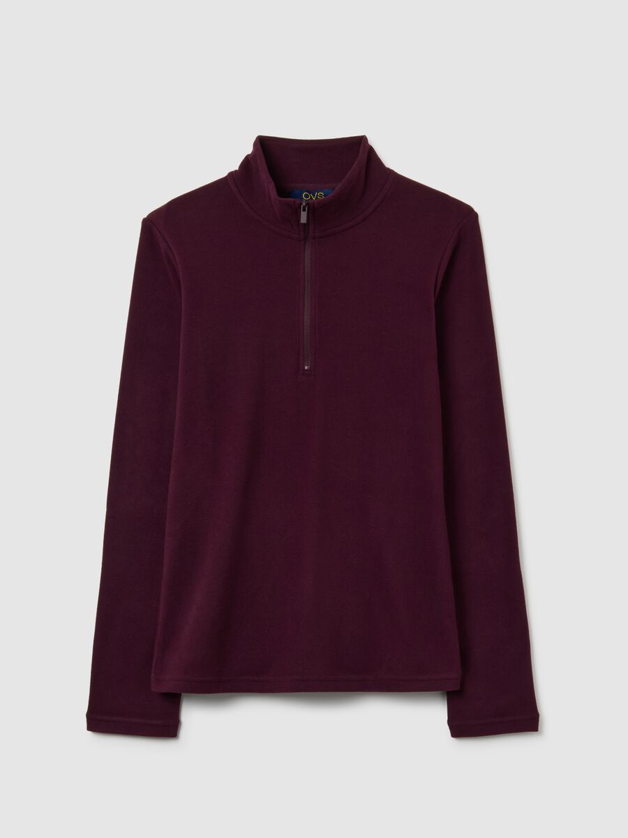 Pile a collo alto rosso con mezza zip regular fit_4
