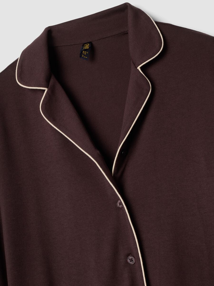 Pigiama marrone in viscosa elasticizzato con scollo a V_5