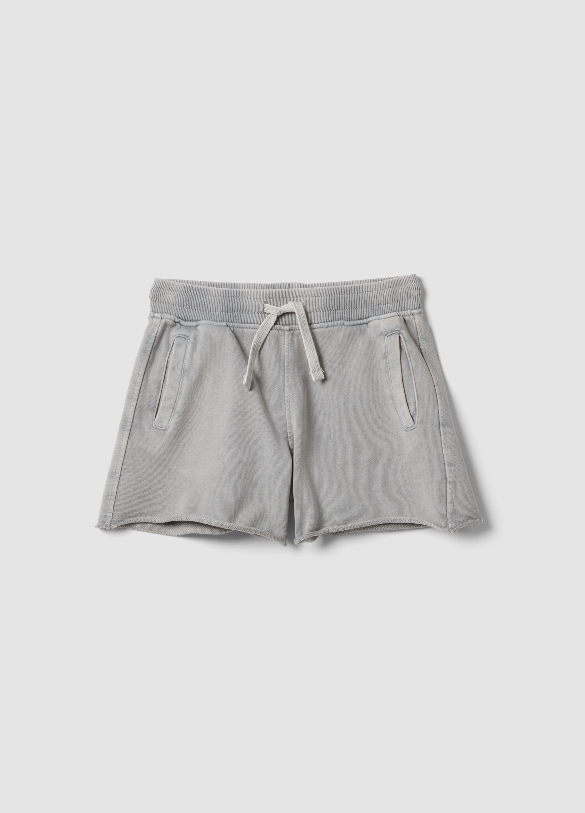 Grey pure cotton shorts with elasticated waistband
