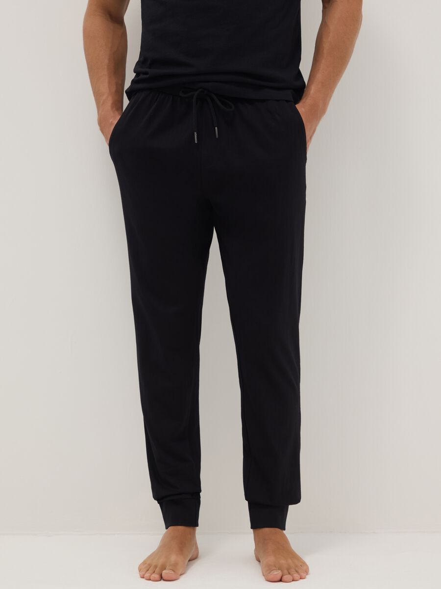Black pure cotton pyjama trousers regular fit_1