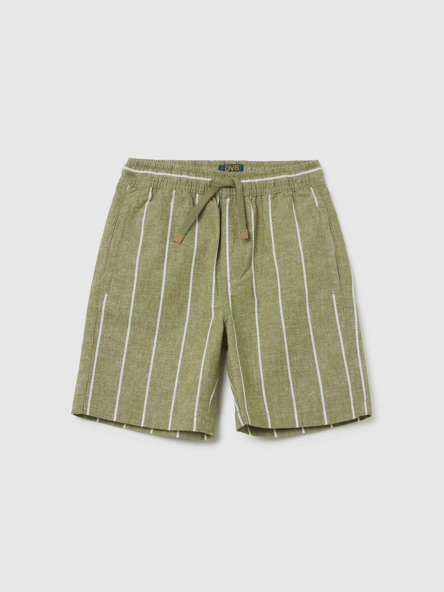 Children's multicolour cotton blend regular fit shorts with elastic waistband_0