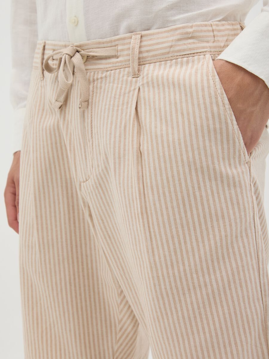 Men’s beige regular-fit Bermuda shorts with drawstring in cotton blend _2