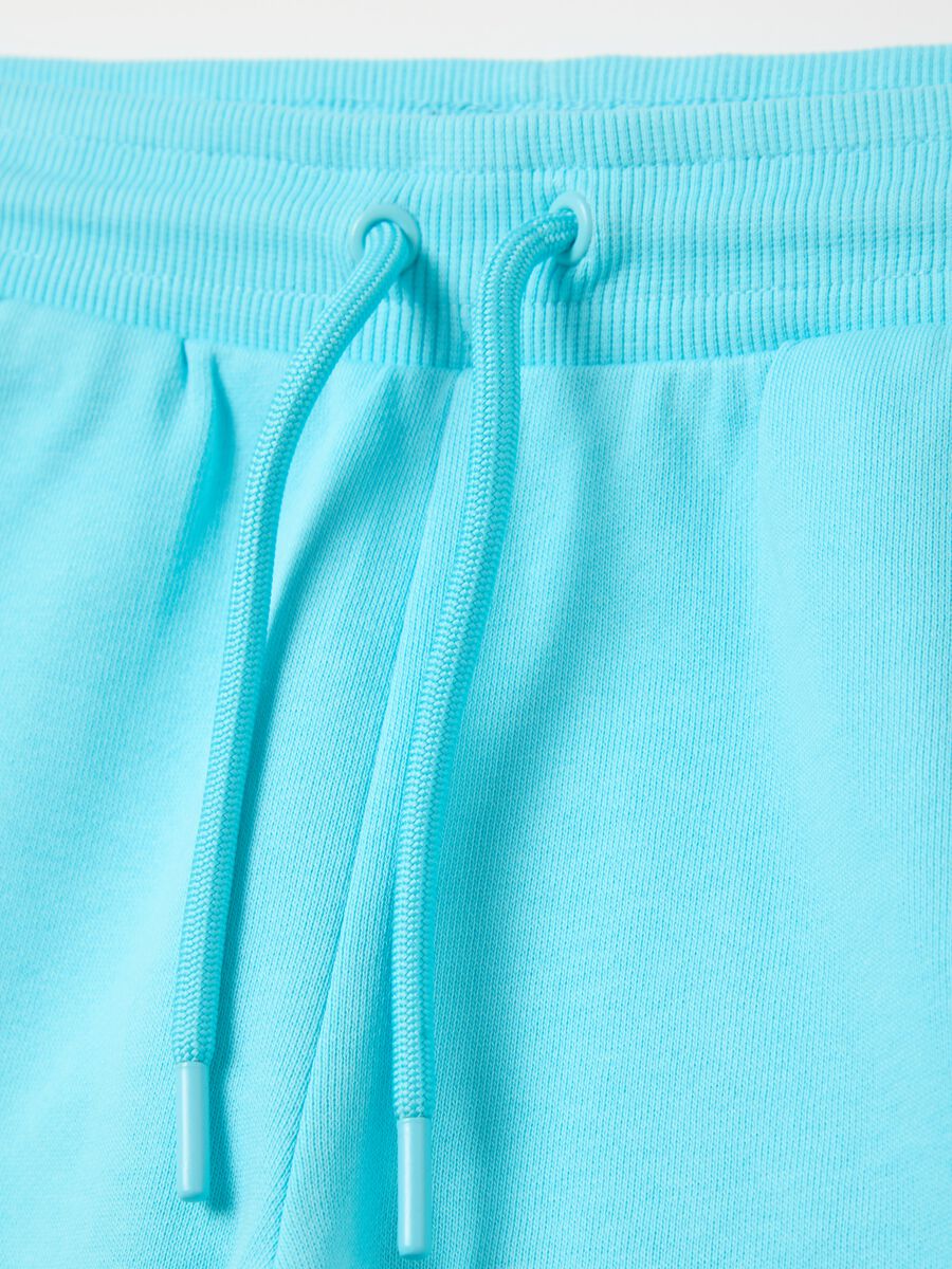 Light blue French terry shorts with drawstring_2