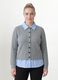 Cardigan grigio con colletto regular fit a coste effetto doppio strato_0