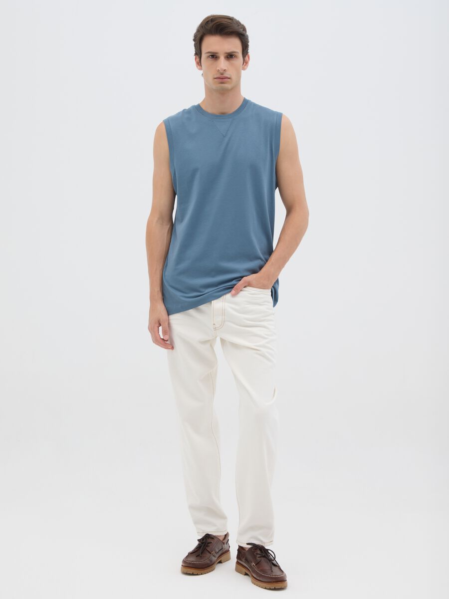 Men's blue pure cotton regular fit vest_1