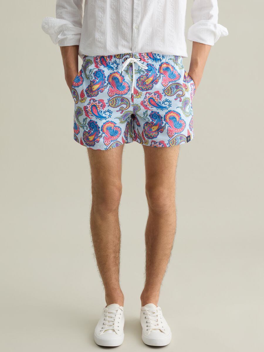 Men’s short swim costume in multicoloured blend with regular fit_1
