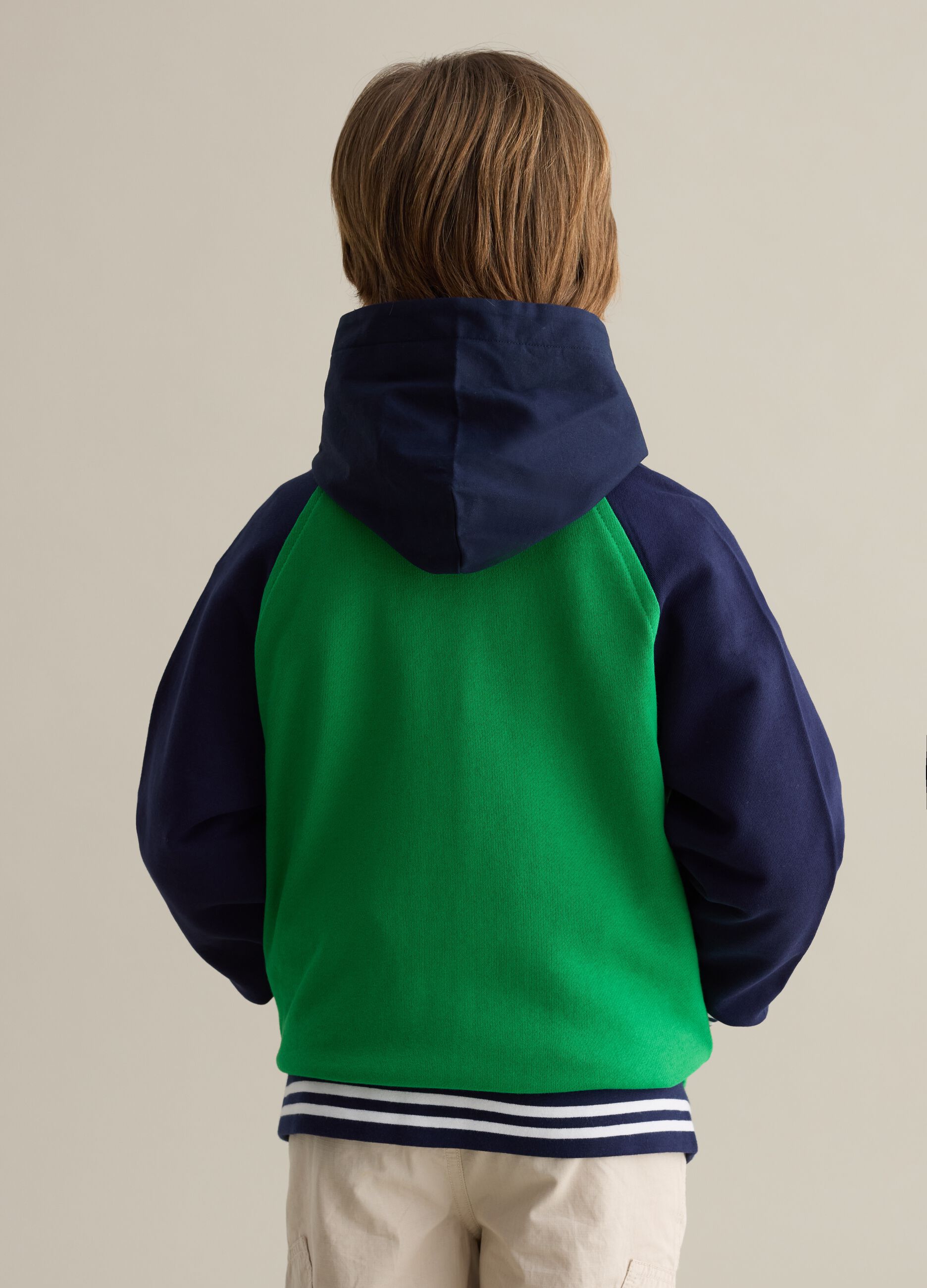 Varsity sweatshirt in two-tone cotton