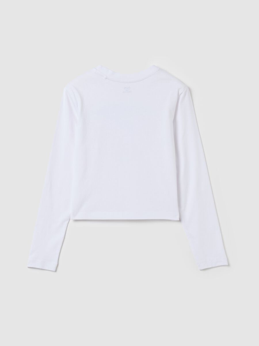 Crop T-shirt with long sleeves and print_4