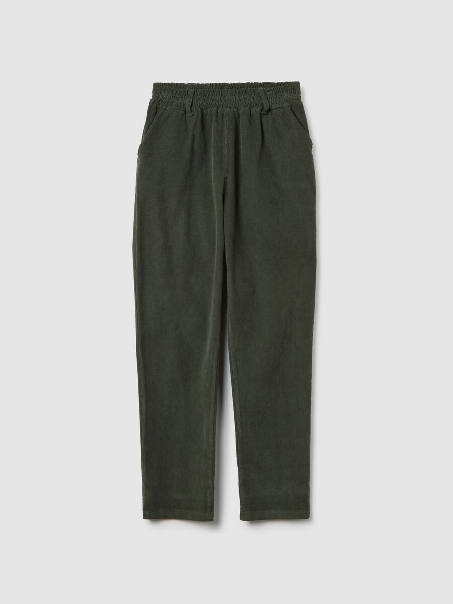 Pantaloni in cotone elasticizzato verdi regular fit_4