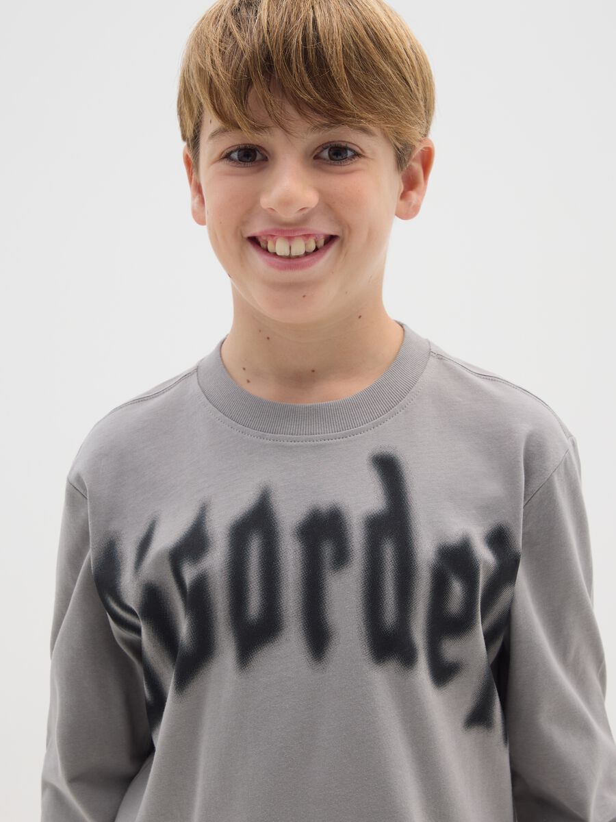 Boys' grey oversized pure cotton T-shirt_2