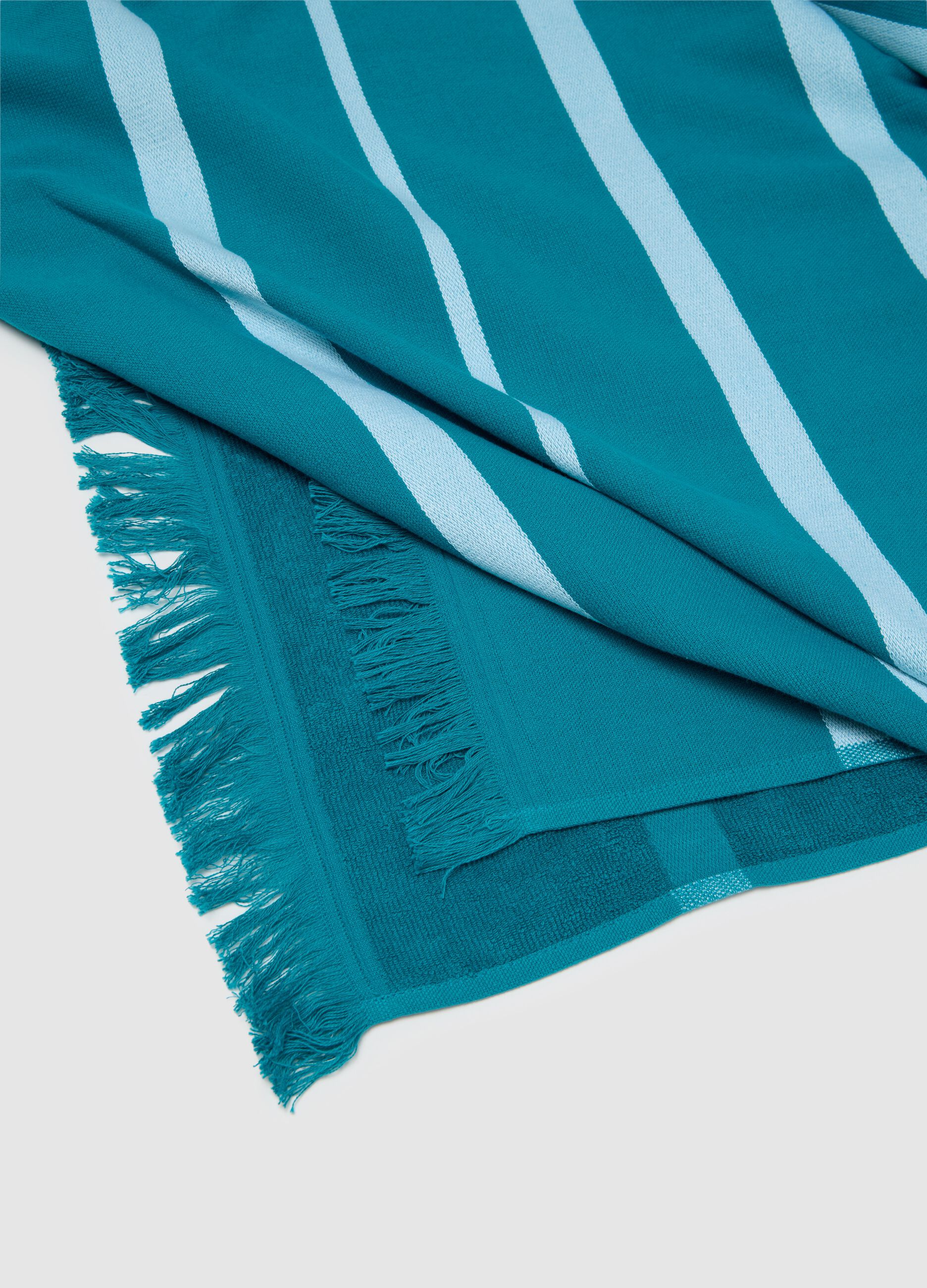 Women's Multicolour Cotton Beach Towel with Fringes