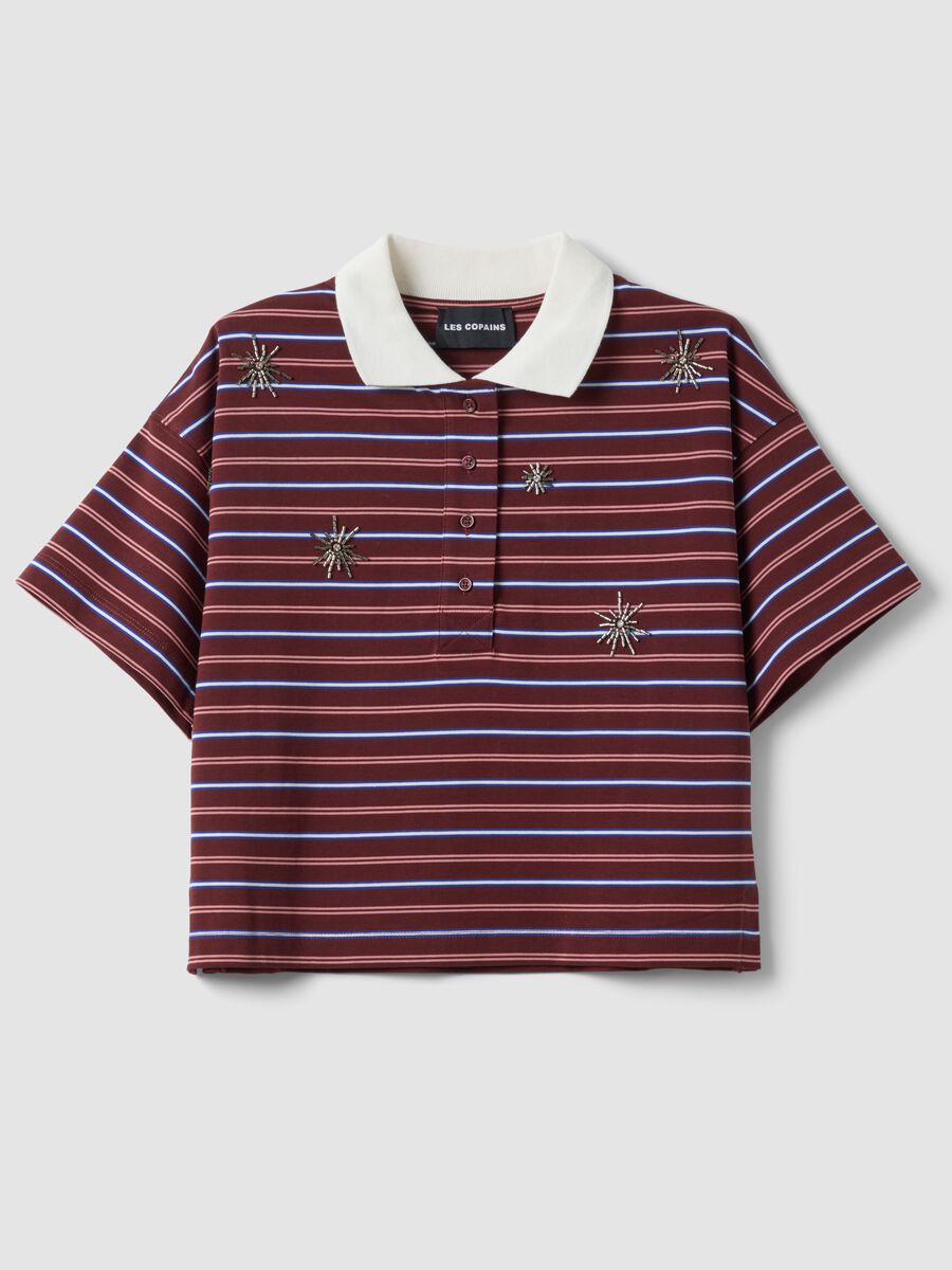 Polo multicolor in puro cotone a righe con colletto over fit_4
