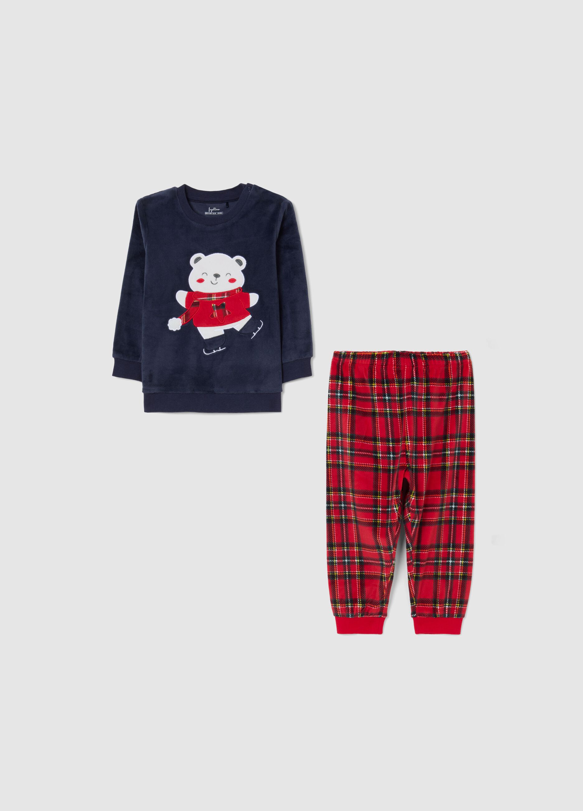 Multicolour Baby Velour Pyjamas with Print