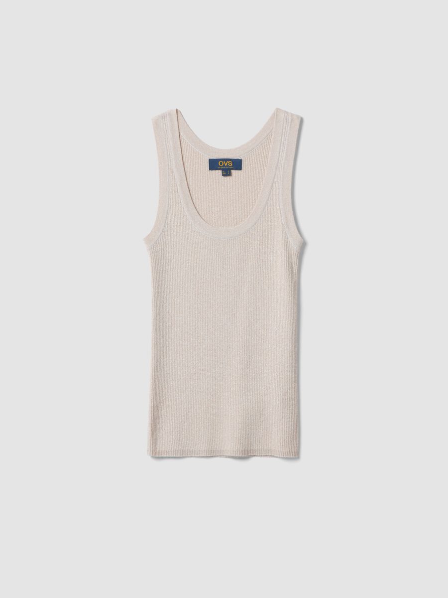 White viscose blend fitted tank top_4