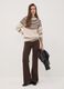 Pantaloni marroni flare in tessuto elasticizzato_0