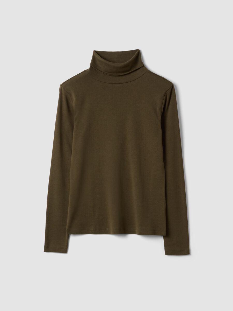 T-shirt marrone in puro cotone con girocollo_4
