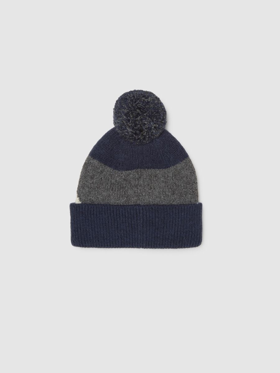 Blue Hat with Pom-pom and Animal Face_1