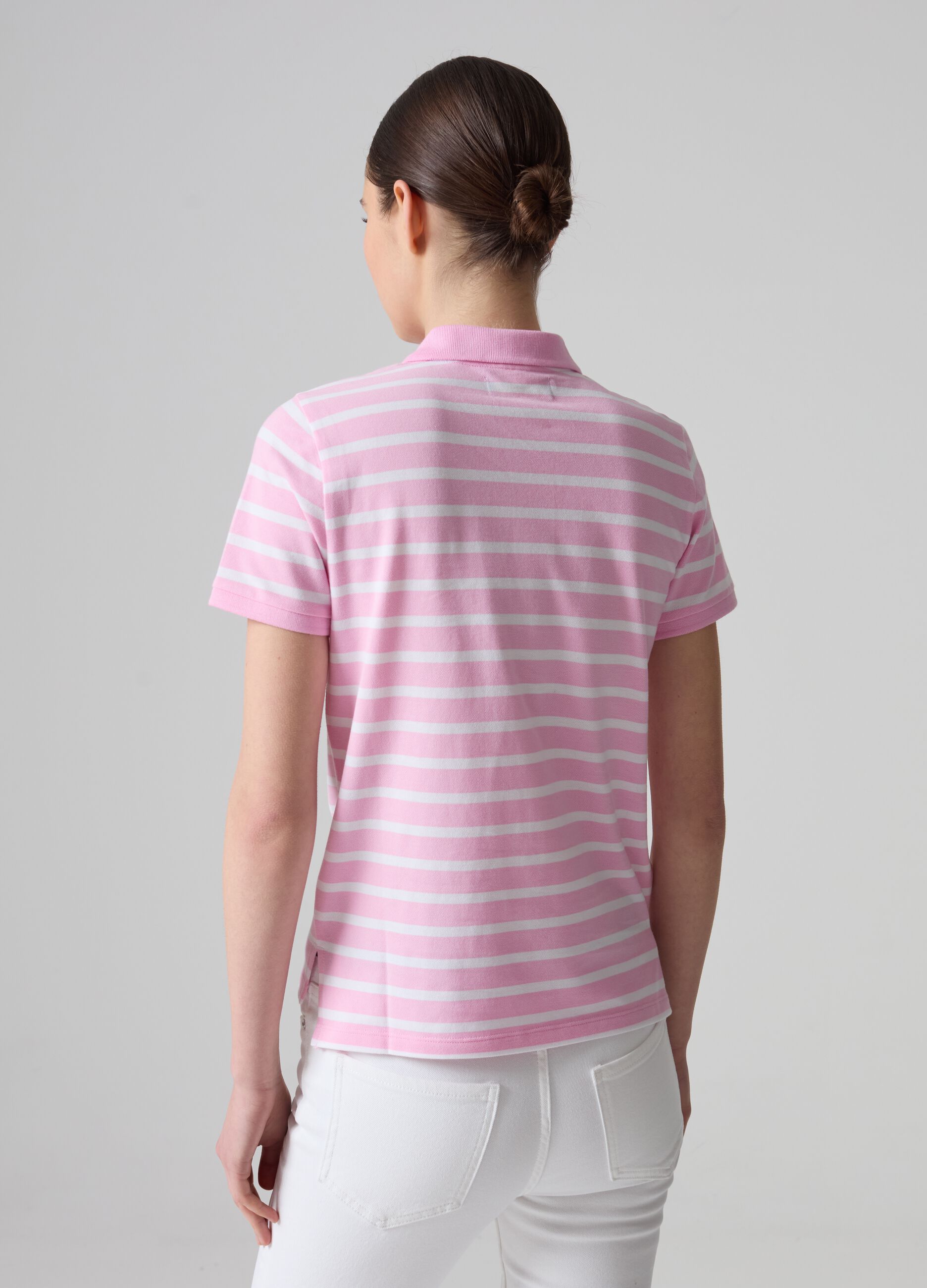 Polo in piquet di cotone bio a righe