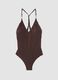 Brown stretch swimsuit with embellished straps_0
