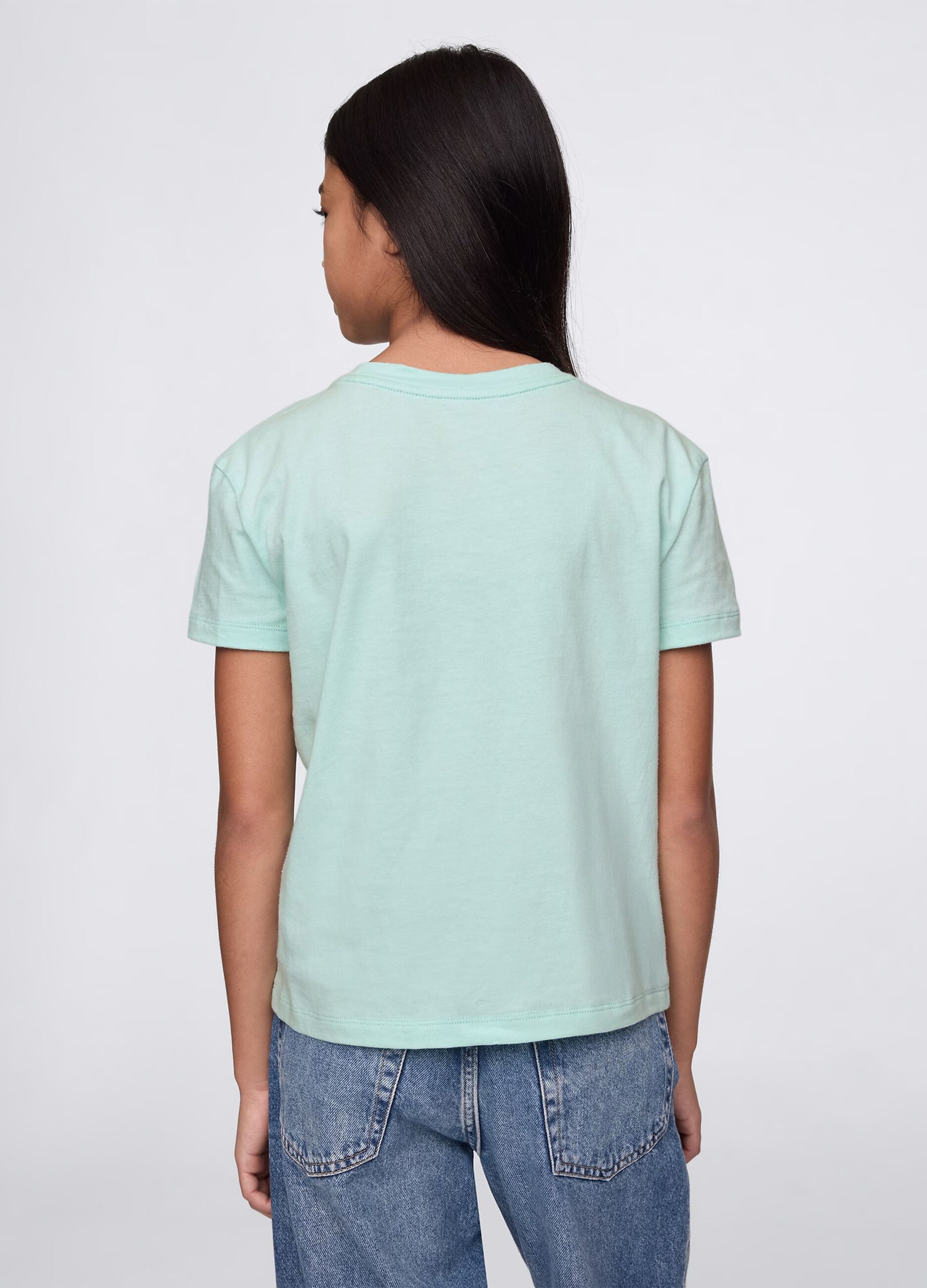 Green cotton T-shirt with sushi print