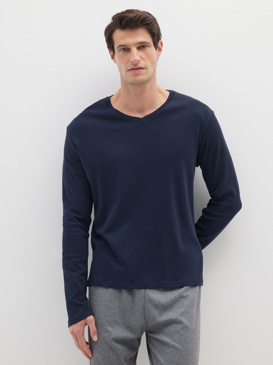 Blue cotton pyjamas for men_1