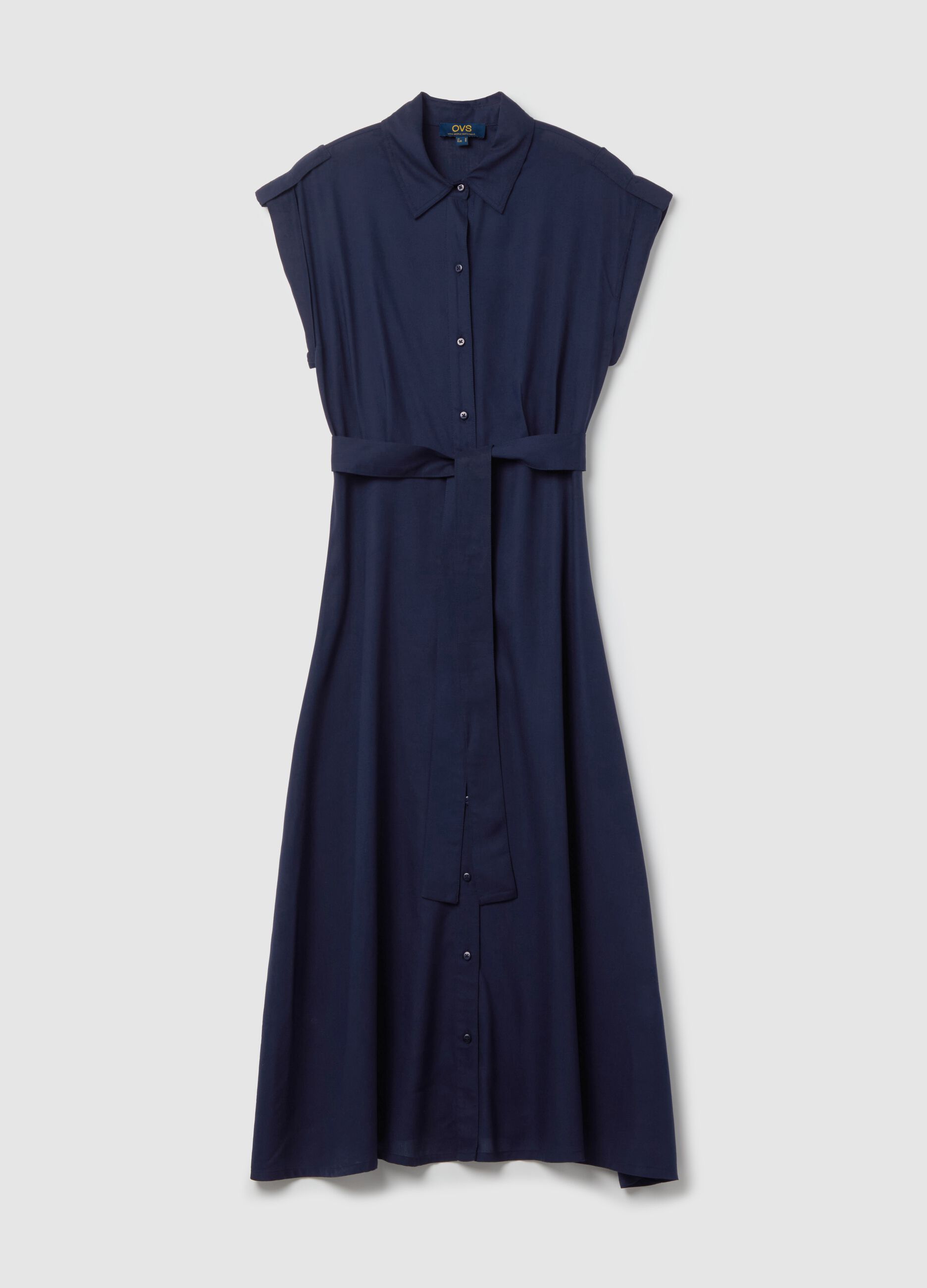 Long shirt dress with belt