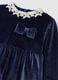 Blue velour regular fit baby dress with lace details_2