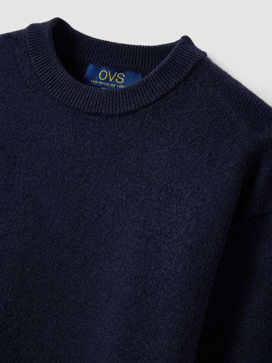 Blue crew-neck jumper in stretch wool_5