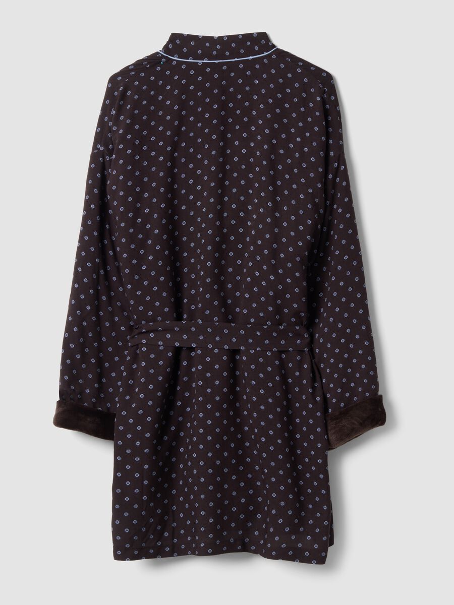Vestaglia marrone in pura viscosa con fantasia micro floreale_6
