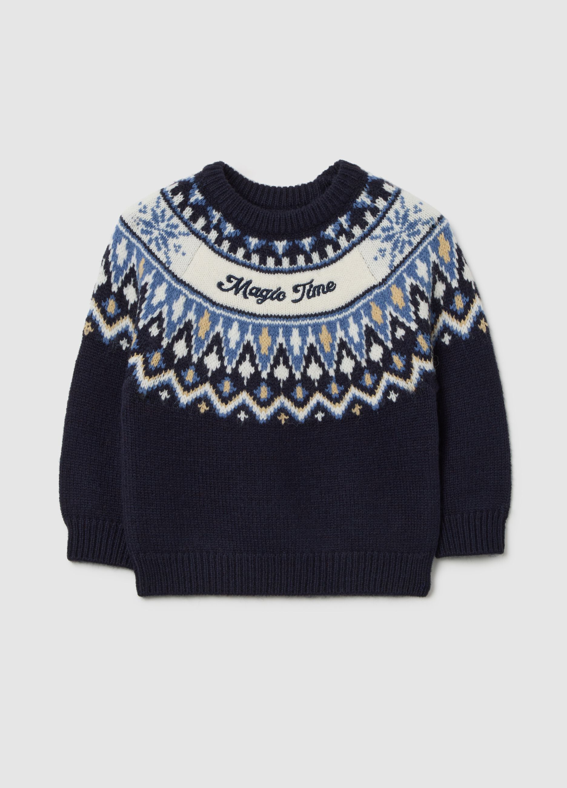 Multicolour Regular Fit Baby Sweater with Christmas Motif