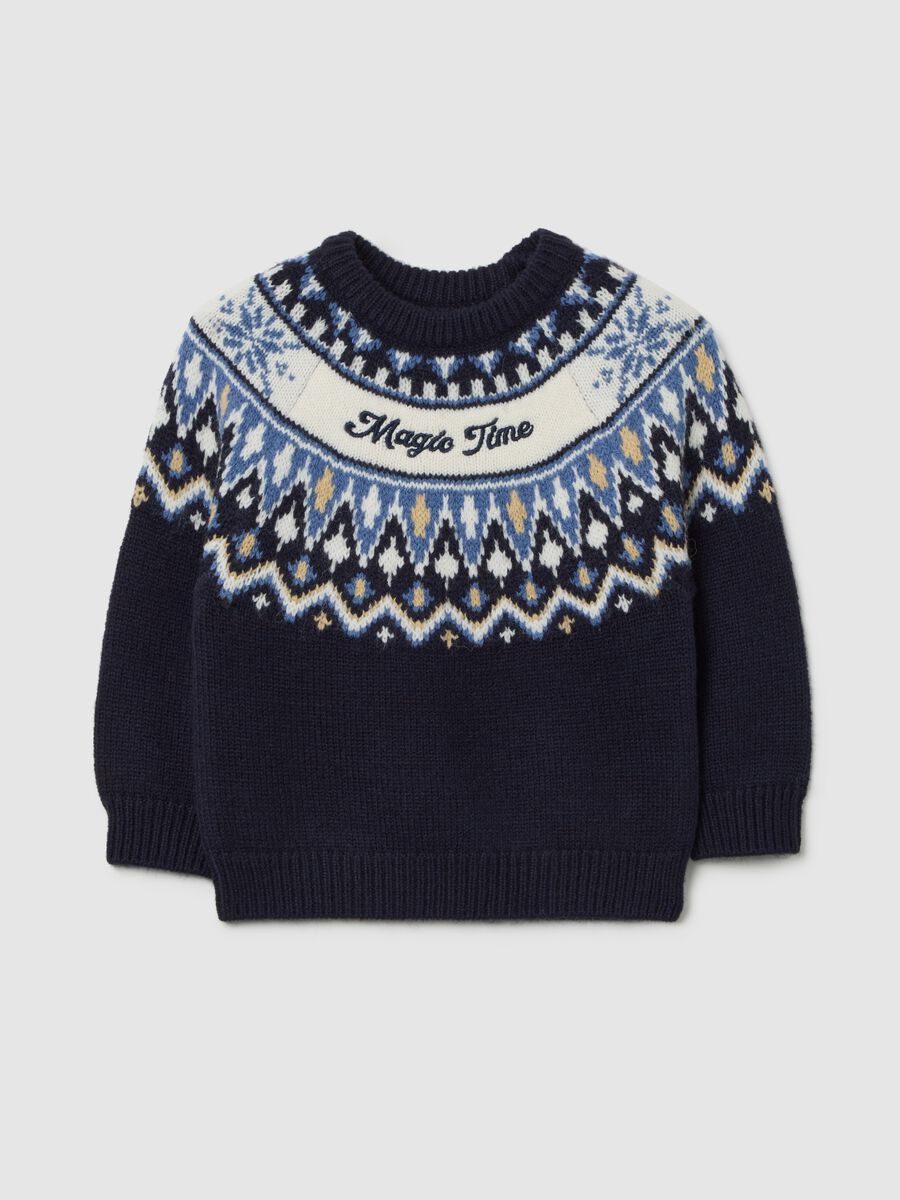 Christmas Jumper Save the Children da neonato con motivo jacquard blu_0