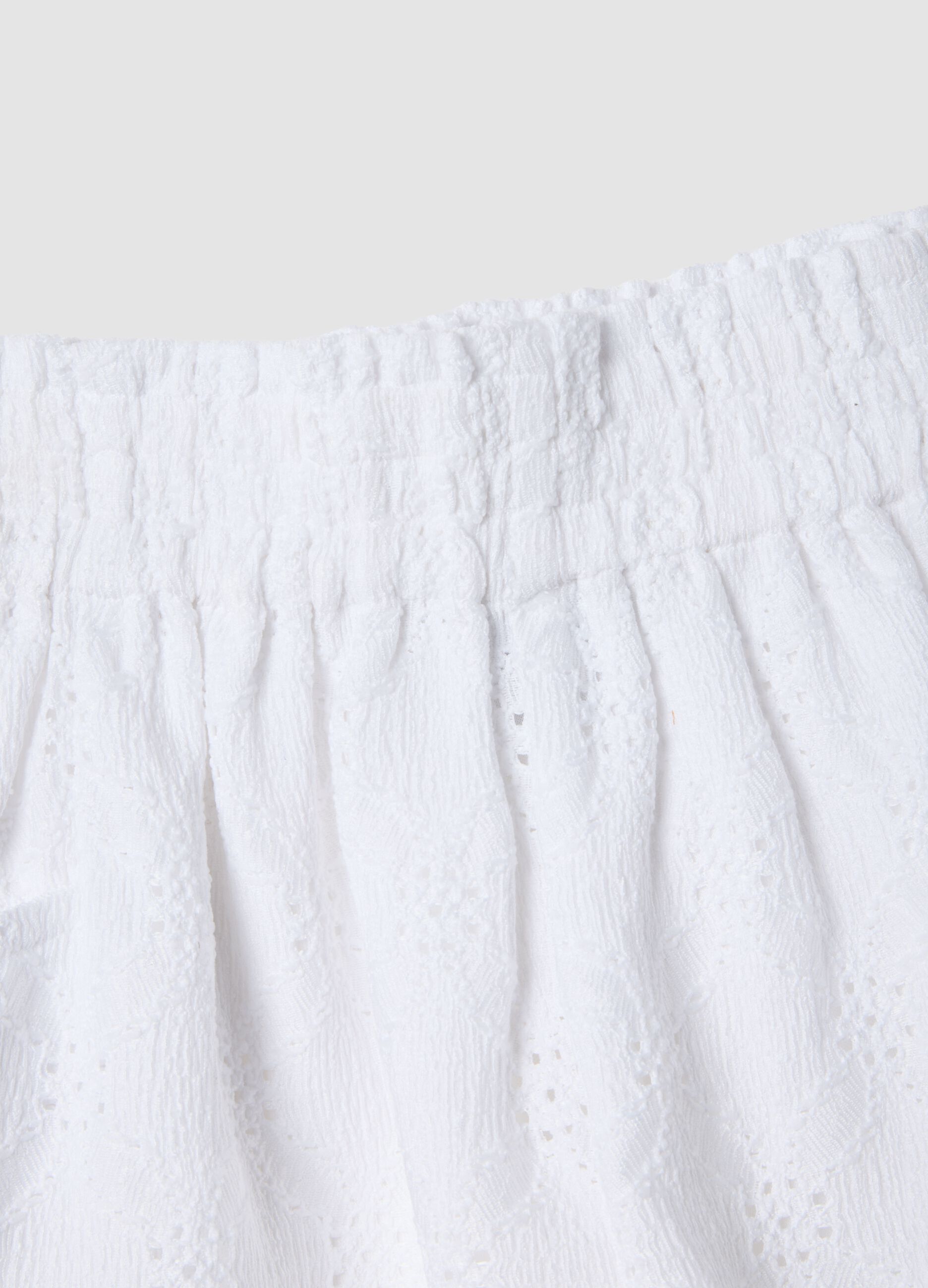 Girls&rsquo; white stretch shorts with elasticated waist, regular fit