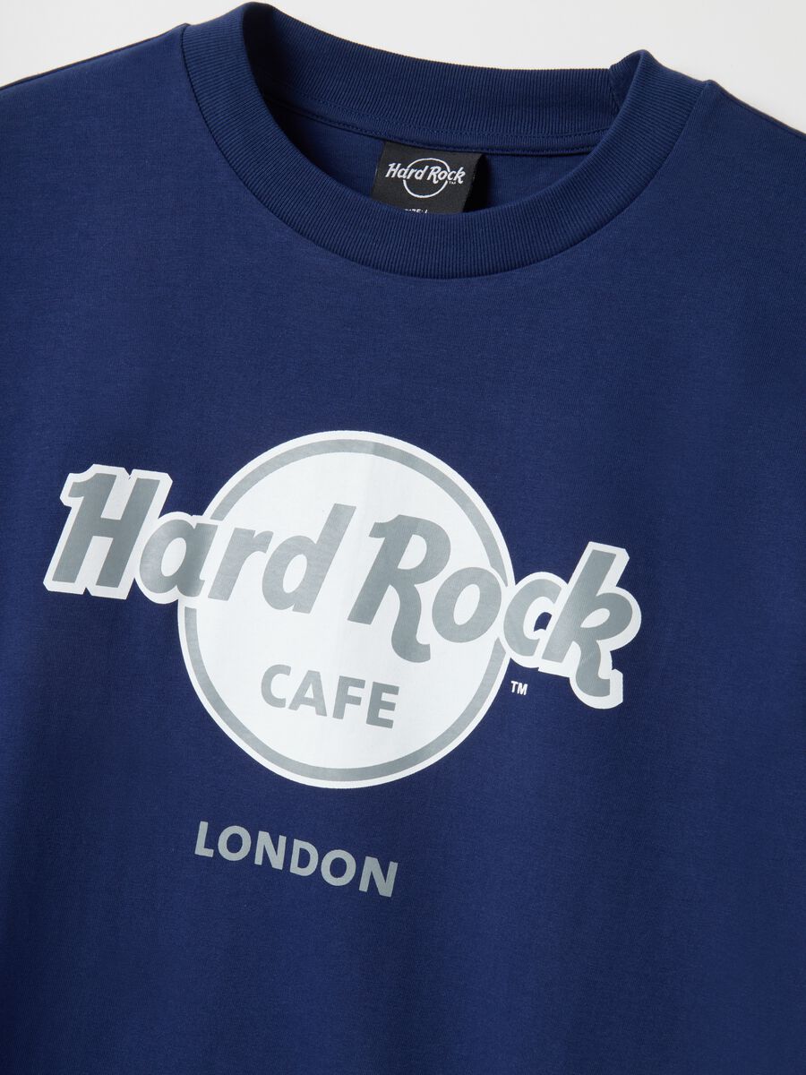 Blue Pure Cotton Regular Fit T-shirt with Hard Rock Cafe Logo_5