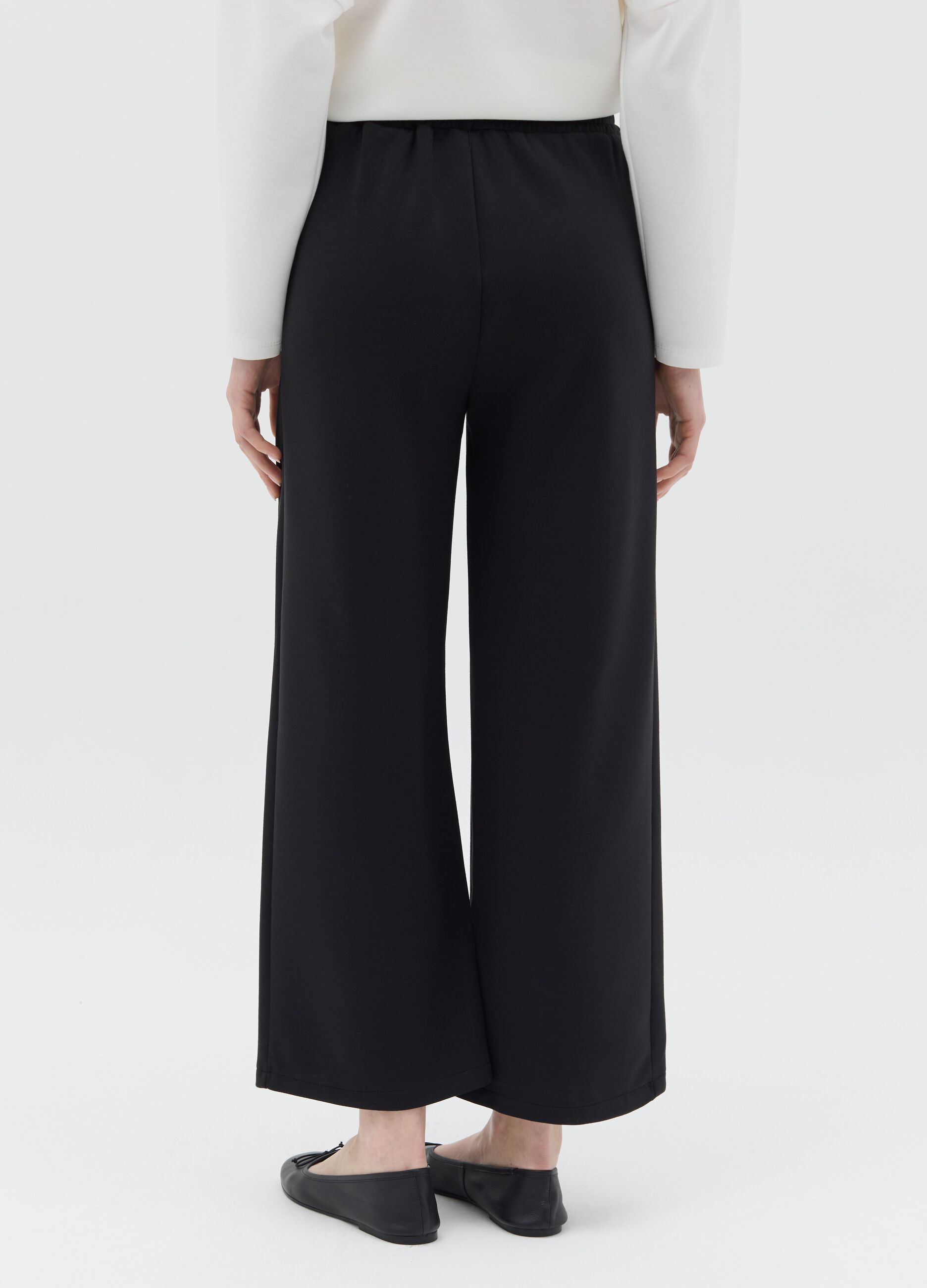 Black palazzo trousers with drawstring