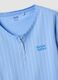 Sky blue pure cotton striped nightshirt with regular fit and serafino collar_5