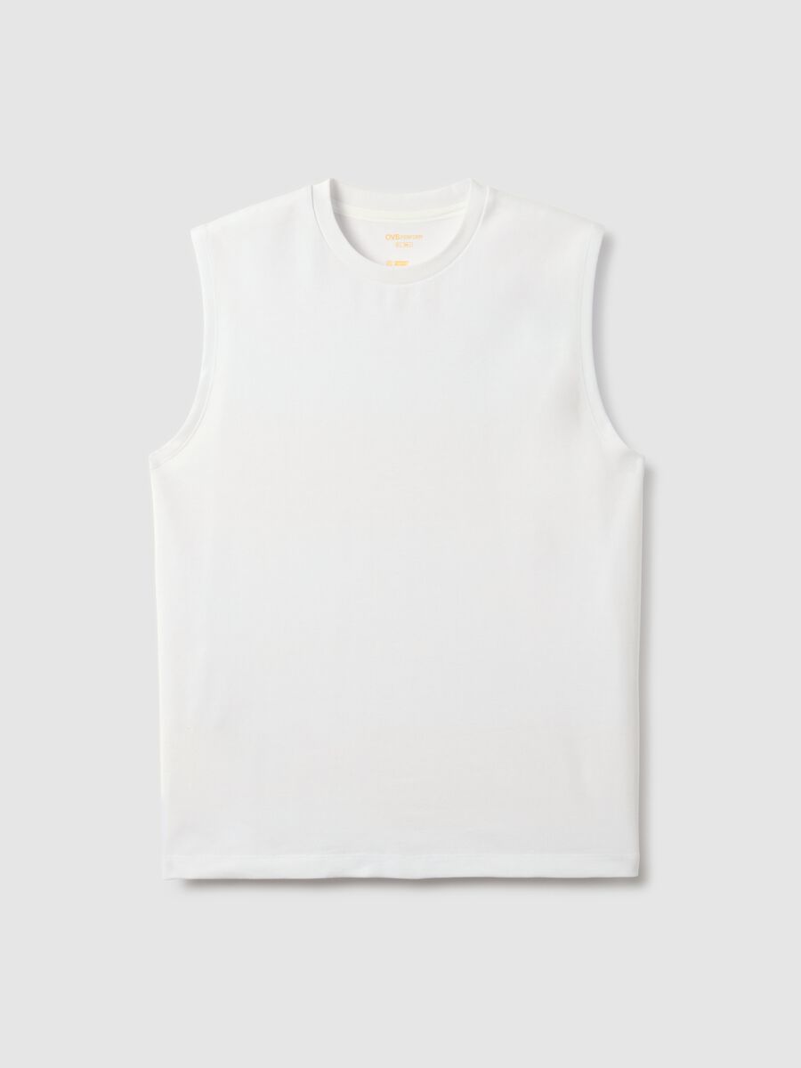 White Cotton Blend Vest Regular Fit_4