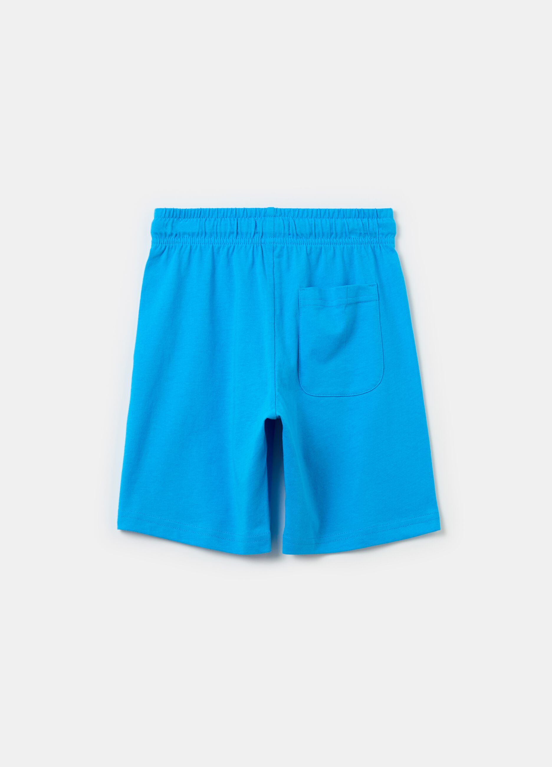 Cotton Bermuda shorts with drawstring and print